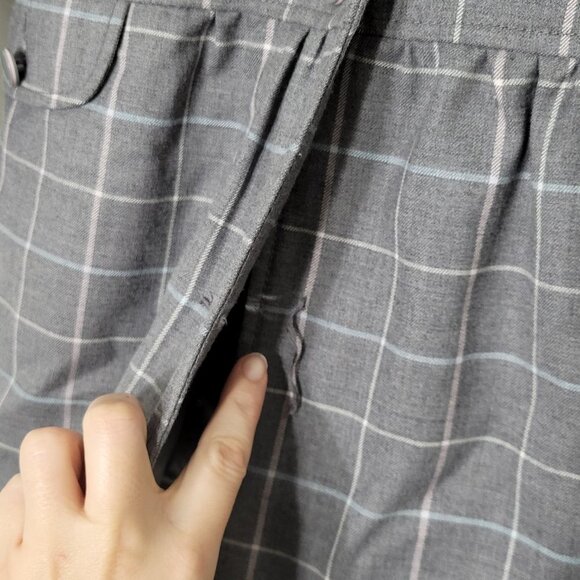 Tommy Hilfiger Gray Girl Windowpane Check Button Front Peplum Coat Jacket Size 5 - Picture 3 of 14